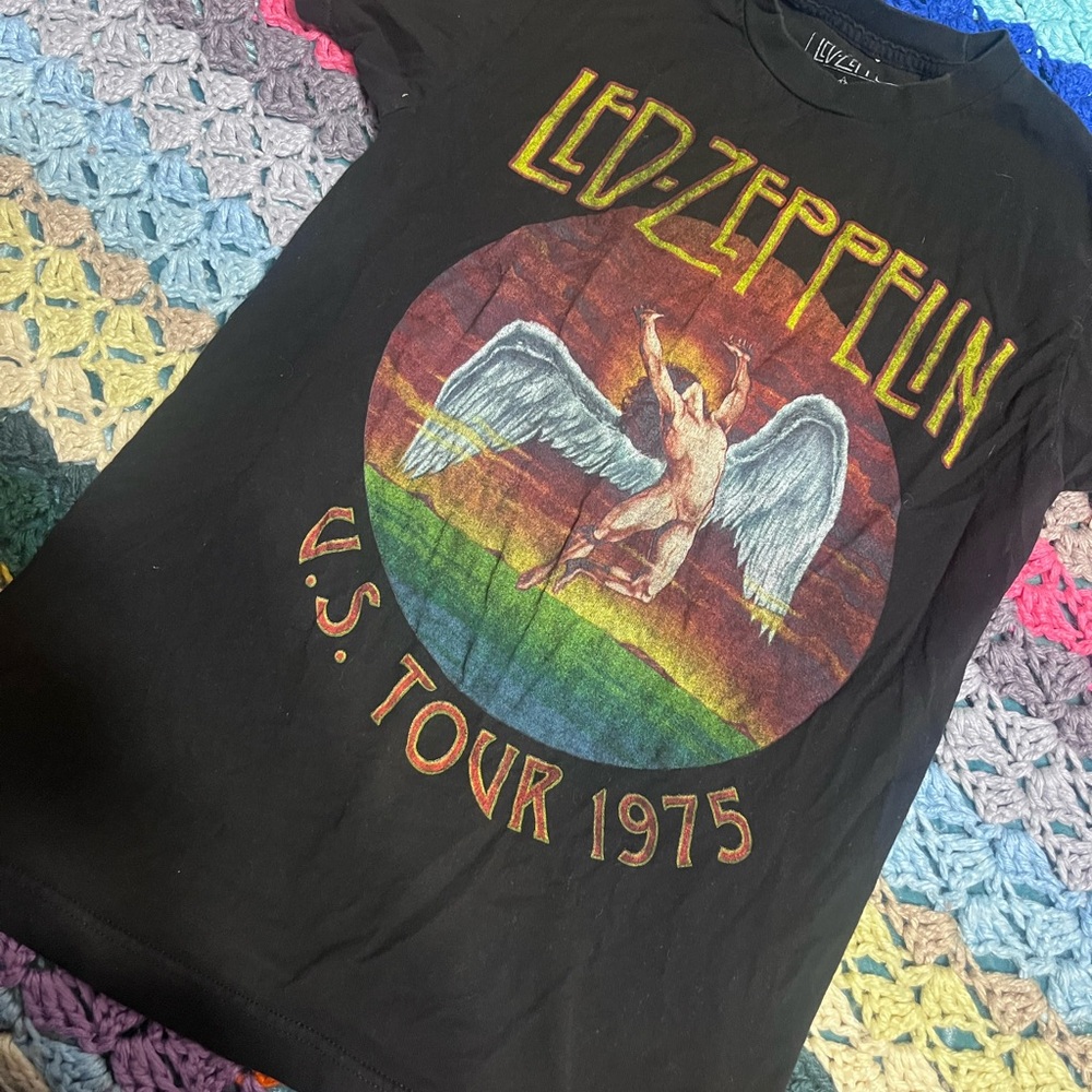Led Zeppelin 1975 Tour Black T-Shirt